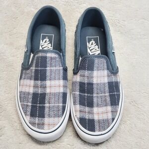 Vans Asher Platform Gray White Plaid Skater Shoes Women 6 Casual Basic Simple